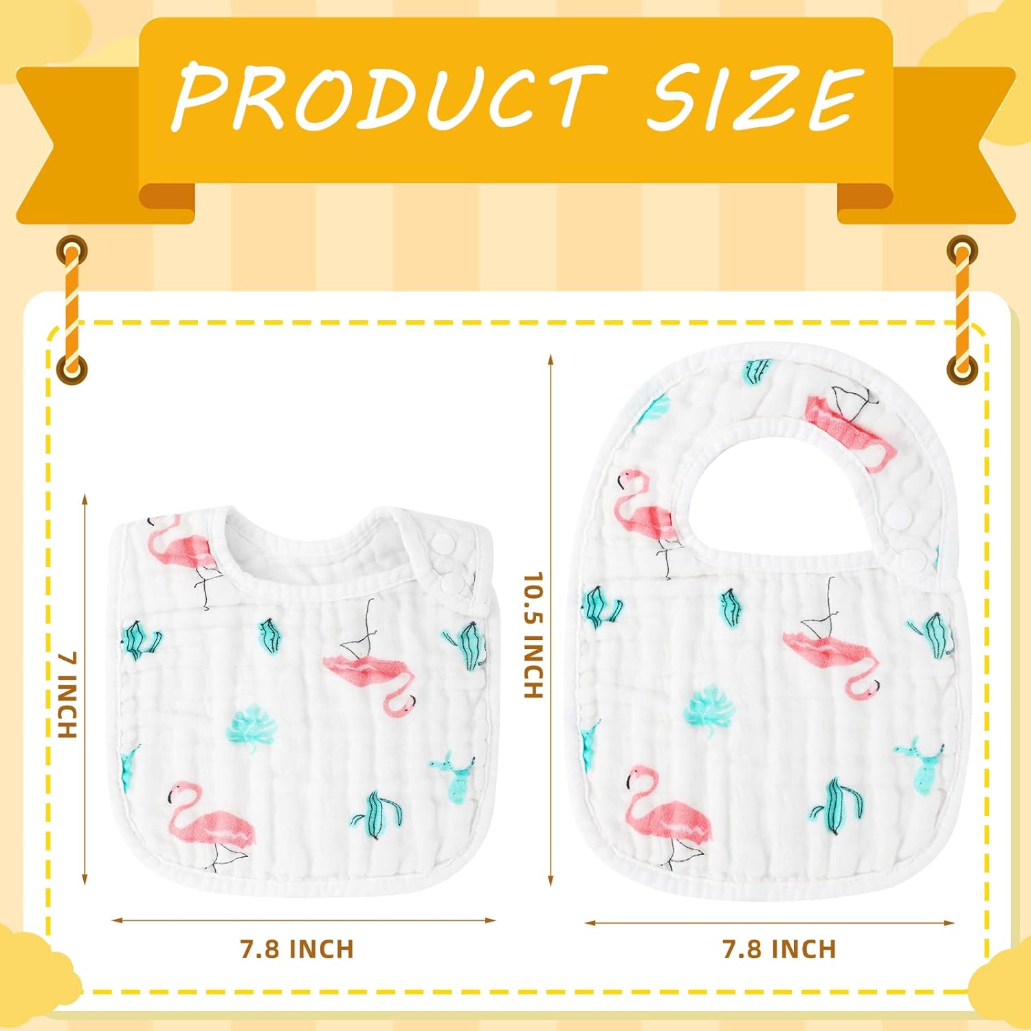 Cindeer 12 Pcs Snap Muslin Baby Bibs for Boy Girl, Cotton Drool Bibs, 6 Layers of Cotton Gauze Baby Saliva Towel Baby Bibs for Infant Neutral Newborns Toddlers Drooling Teething Feeding Baby Shower - Image 2